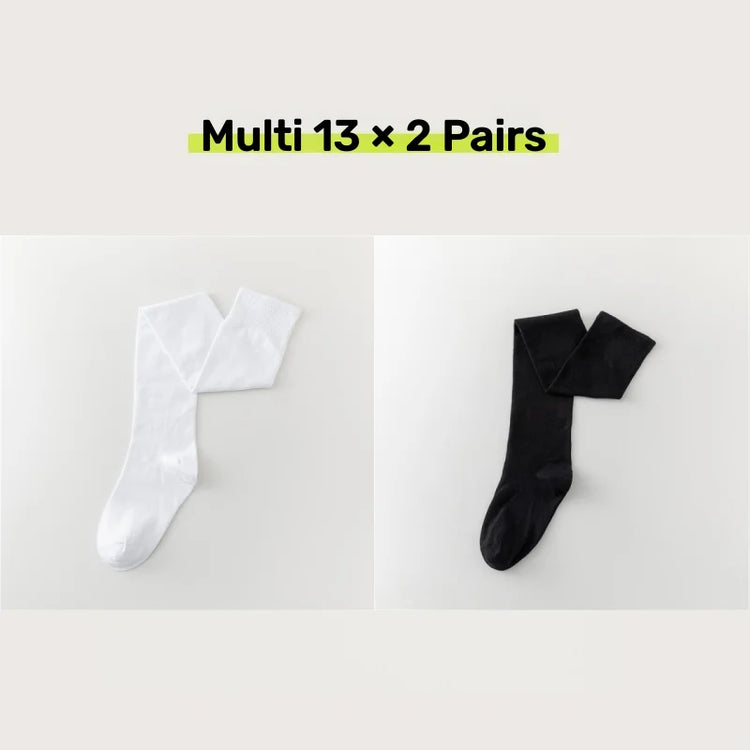 2 Pairs Women's Over The Knee Socks Cotton Thigh High Socks Black White Blue Colorful Striped Pattern Fashion Casual Daily Wear
