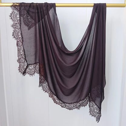 New Lace Modal Hijab Double Sided Polka Dot Print Hijabs for Women Muslim Fashion Turban Head Scarf Headwraps for Women Ramadan