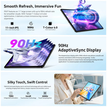 Teclast P50T Android 16 Tablets 90Hz 11" Display 8 Core UNISOC T7250 Max.16GB RAM(3GB+13GB Virtual) 128GB ROM 8000mAh GPS Tabs