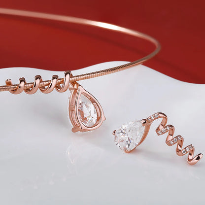 BXINY Full Moissanite WaterDrop Pendants Necklace 100% S925 Silver Detachable Pear Cut Diamond Collar Choker Women Gifts Jewelry