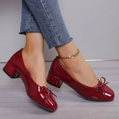 Luxury Woman Mary Jane Shoes Fashion ladies Pumps Round Toe Bow-knot Ballet high heels Platform Office Shoes Zapatos De Mujer