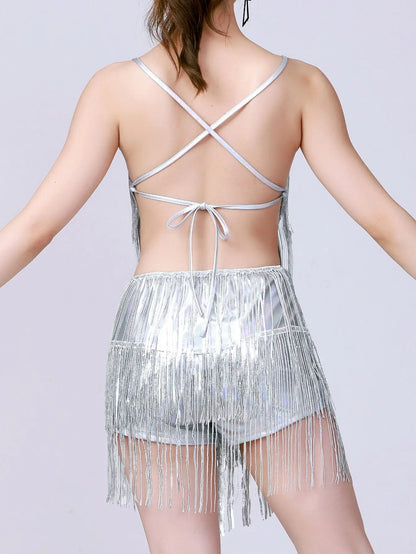 Sexy Backless Tassel Sequin Jumpsuit Women Summer One Pieces Romper Jumpsuit Woman Clothing Jumpsuits Club Party Outfit Playsuit