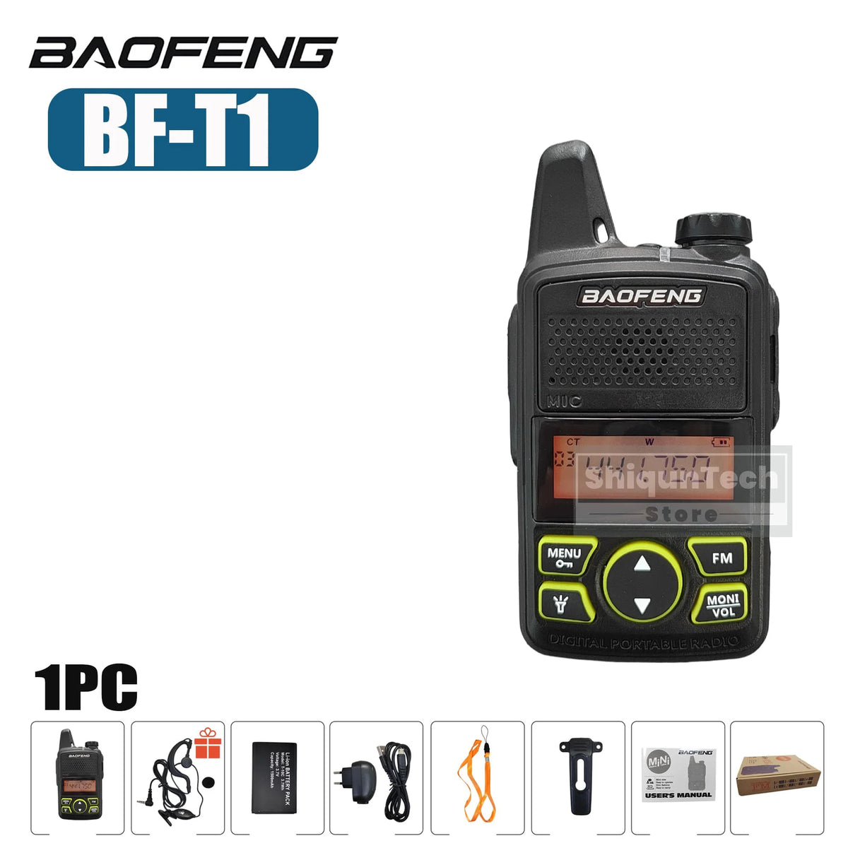 Baofeng BF-T1 Mini Two Way Radio UHF 400-470MHz FM Radio Receiver 5W 20CH Transceiver T1 Walkie Talkie For Kids Gifts 1/2/4/6PCS