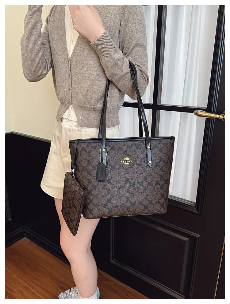 European and American Fashion Printed Large Capacity Women's Bag 2026 New Trendy Retro Luxury Single Shoulder Tote Bag