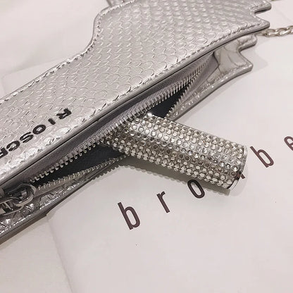 YoReAi New 3D Gun Shaped Chains Women Shoulder Bags Luxury Leather Crossbody Bag Lady High Quality Small Purses Clutch for Girls