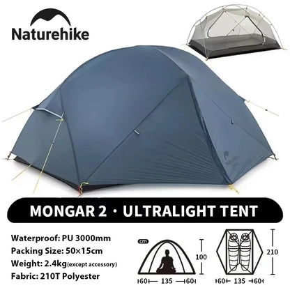 Naturehike Mongar 2 Person Backpacking Tent 210T Ultralight Travel Tent Waterproof Hiking Survival Outdoor Camping Tent