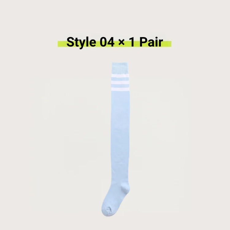 1/2 Pairs Women Over The Knee Socks Cotton Thigh High Socks Black White Blue Colorful Striped Pattern Fashion Casual Daily Wear