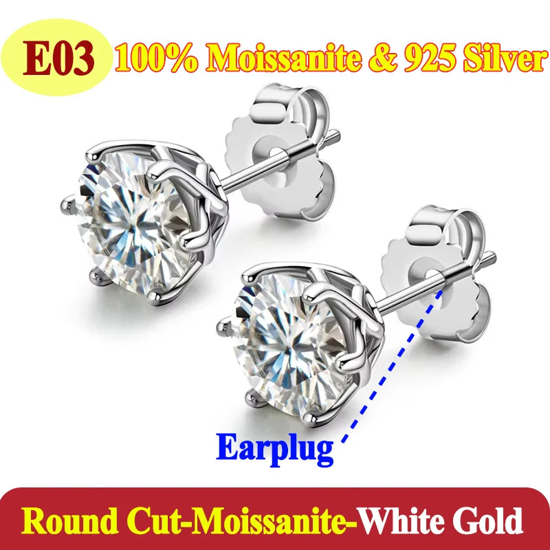 Luxury 0.5-3 Carats Marquise Heart Pear Moissanite Women Diamond Earring Stud 925 Sterling Silver Earrings for Women Jewelry New