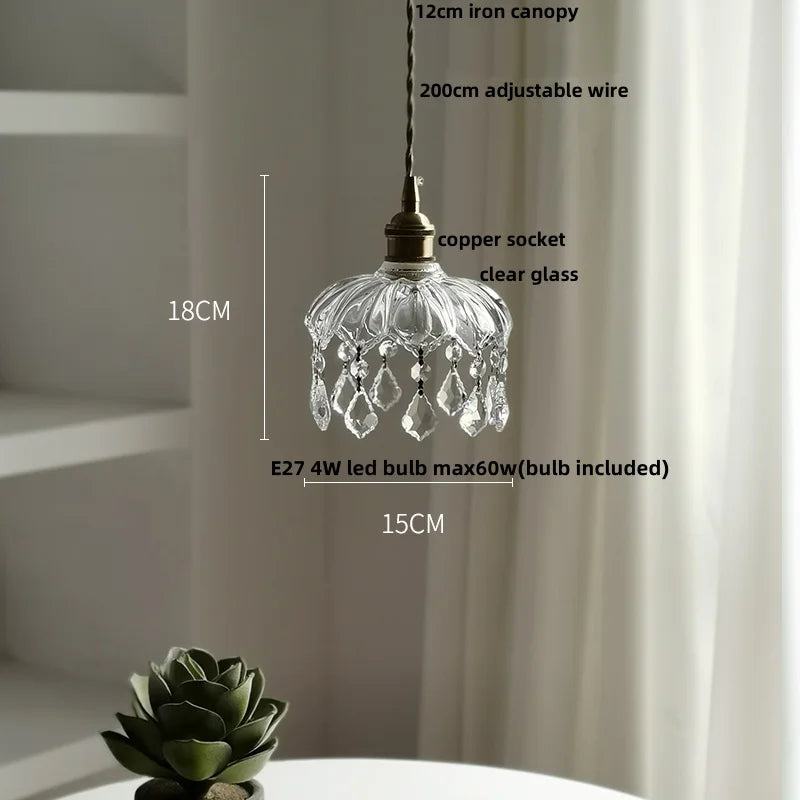 IWHD Knob Switch LED Pendant Lamp Bedroom Restaurant Cafe Luxury Crystal Glass Nordic Modern Interior Home Decor Hanging Lights