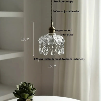 IWHD Knob Switch LED Pendant Lamp Bedroom Restaurant Cafe Luxury Crystal Glass Nordic Modern Interior Home Decor Hanging Lights