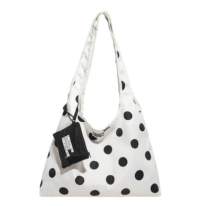 New Large Capacity Tote Handbag Polka Dot Shoulder Bag Fashion Top-Handle Bags Vintage Hobo Bucket Bag Commuting Underarm Pouch