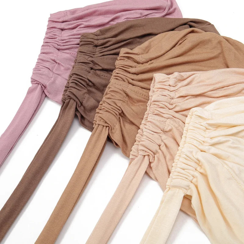 1PC Adjustable Inner Caps New Soft Solid Color Elastic Cap Modal Hijab Muslim Bonnet Underscarf Women Fashion Accessories