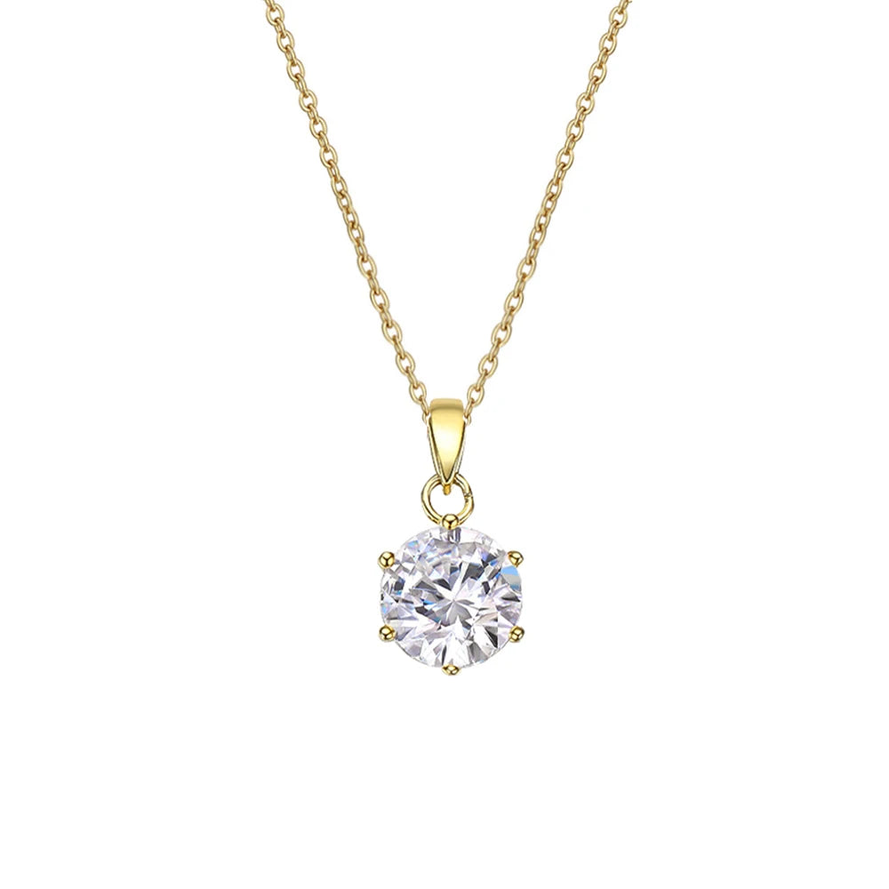 0.5-10CT Real Moissanite Pendant Necklace For Women D Color Round Diamond Necklace 925 Sterling Silver Classic Bride Jewelry