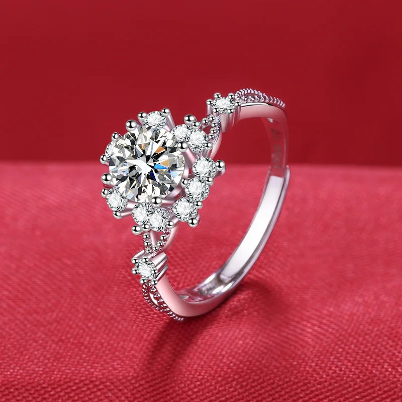 925 Sterling Silver Ring Heart AAA Zircon Open adjustable Engagement For Women Wedding Fashion Jewelry Party Gifts