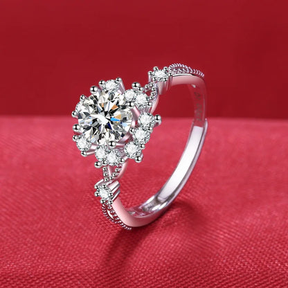 925 Sterling Silver Ring Heart AAA Zircon Open adjustable Engagement For Women Wedding Fashion Jewelry Party Gifts