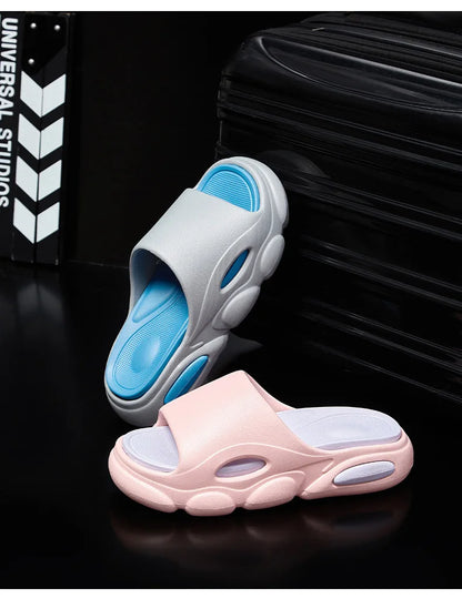 Comwarm New Men Summer Slippers Thick Sole House Non-slip Bathroom Shower Slides Outdoor Soft Cloud Fashion Beach Shoe Flip-flop
