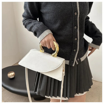 French Style Light Luxury Large Capacity, New Minimalist Design Casual Metal Hand-held Shoulder Crossbody Bags for Women