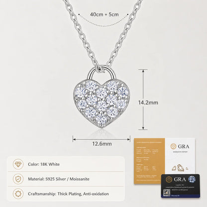 Heart Moissanite Necklace for Women S925 Sterling Silver 13-Stone Love Pendant D Color VVS1 Fine Jewelry Gift GRA Certified