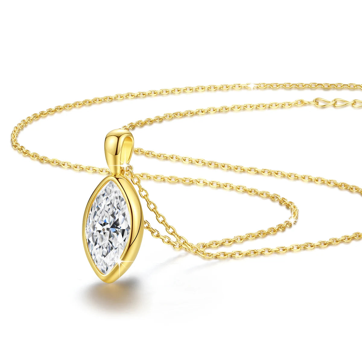 AU585 Gold 14K Marquise Cut Moissanite Pendant Necklace Woman Leaf Shape Clavicle Chain Water Drop Diamond Necklaces