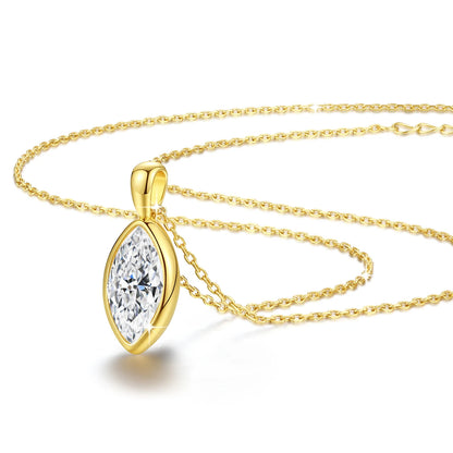 AU585 Gold 14K Marquise Cut Moissanite Pendant Necklace Woman Leaf Shape Clavicle Chain Water Drop Diamond Necklaces