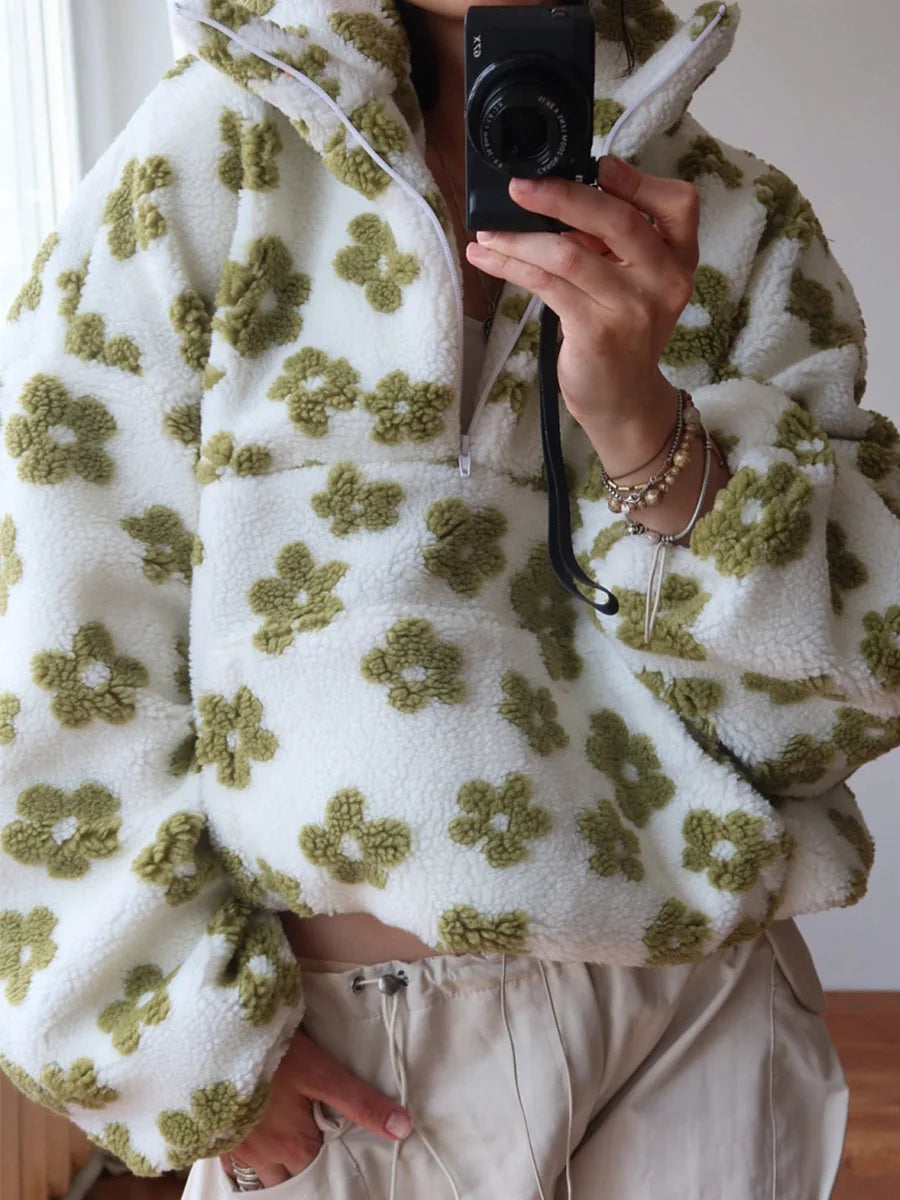 Shake Grain Velvet Flower Hoodie 2025 Autumn And Winter New Fashion Hoodie, Warm Furry Hoodie, Woolen Sweater For Women