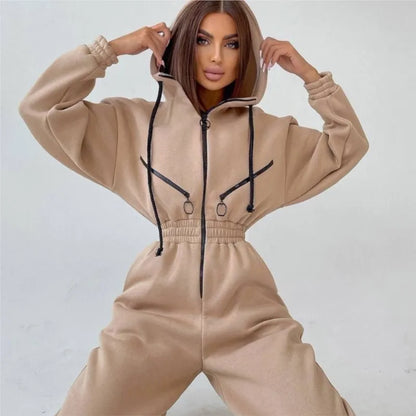 Female Hoodies Jumpsuits One Piece Outfit Warm Fleece Sport Long Sleeve Jumpsuit Women Sportswear Playsuit Zipper Overalls 2024