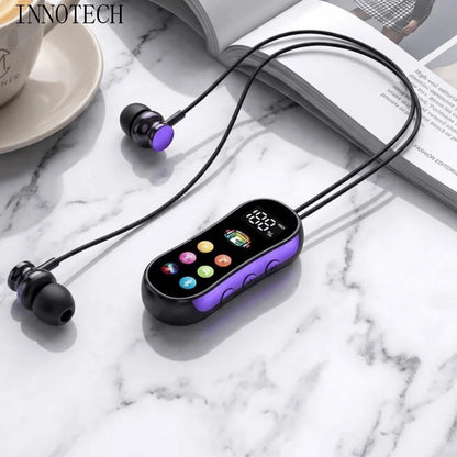 Ultra Long Battery Life Lavalier Bluetooth Earphones Card Insertion LED Screen Bluetooth Headset Variable Sound HD Calling