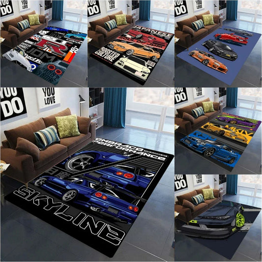GT-R Carpet for Men's Bedroom Game Room NonSlip Rug J-JDM Racing Style Floor Mat Living Room Decor Car Fan Gift Idea Men Cave