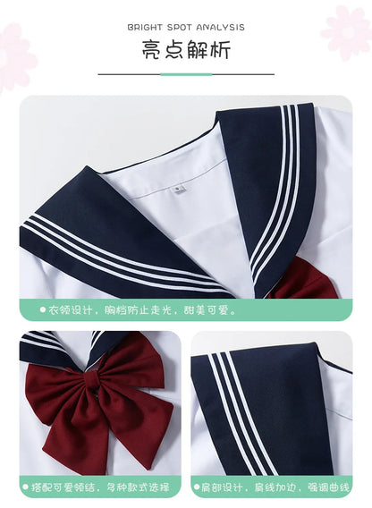 Summer pleated skirt set,sailor suit,student uniform set skirt,Japanese-style white three-book basic school uniform pleatedskirt