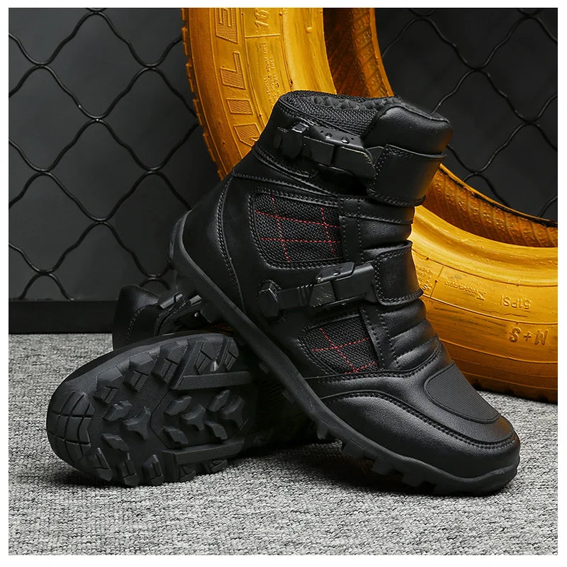 2026 New Men's Microfiber Leather Motorcycle Boots Breathable Anti-fall Anti-slip Road Racing Motorbike Shoes Rider Protective F