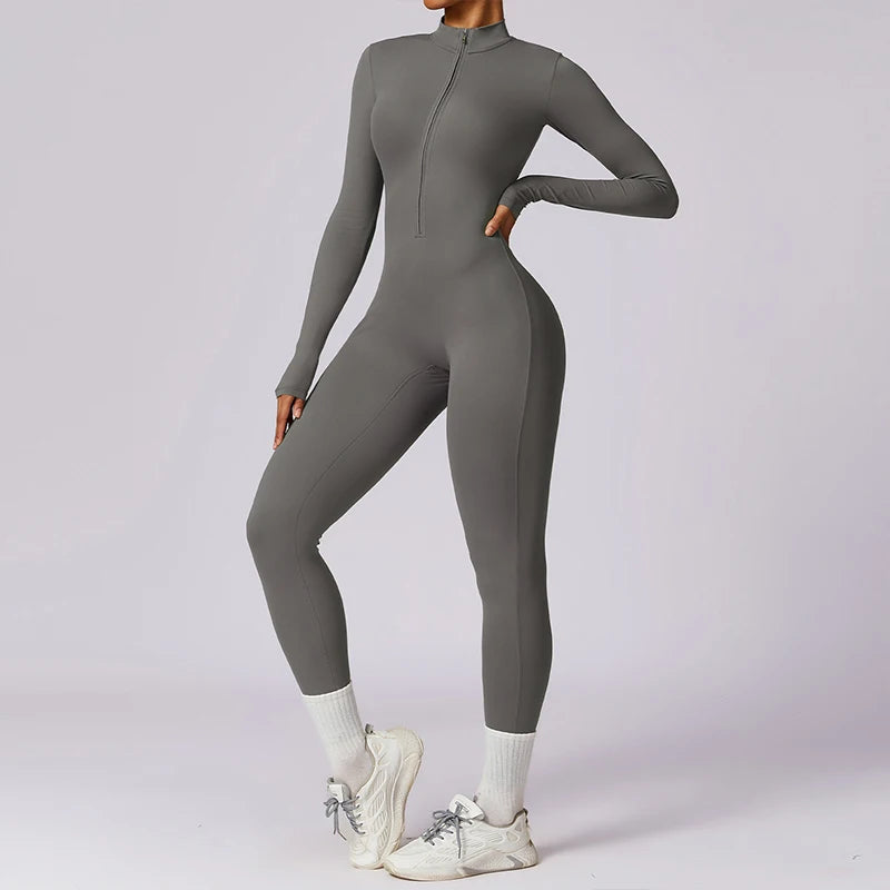Autumn Sports Jumpsuits Women's Tracksuit Short One-Piece Fitness Suits Gym Clothing Female Sexy Long Sleeve Workout Overalls
