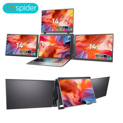 Rospider 14 to 18.5 inch Triple Screen Extender Laptop Monitor FHD Quad Display Portable Foldable Extended for MacBook Windows
