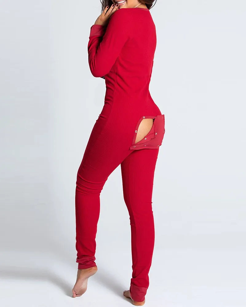 Women Christmas Onesies With Butt Flap For Adults Sexy Sleepwear Romper Open Butt Pajamas Jumpsuit 2023 Xmas Pyjama Long Nightie