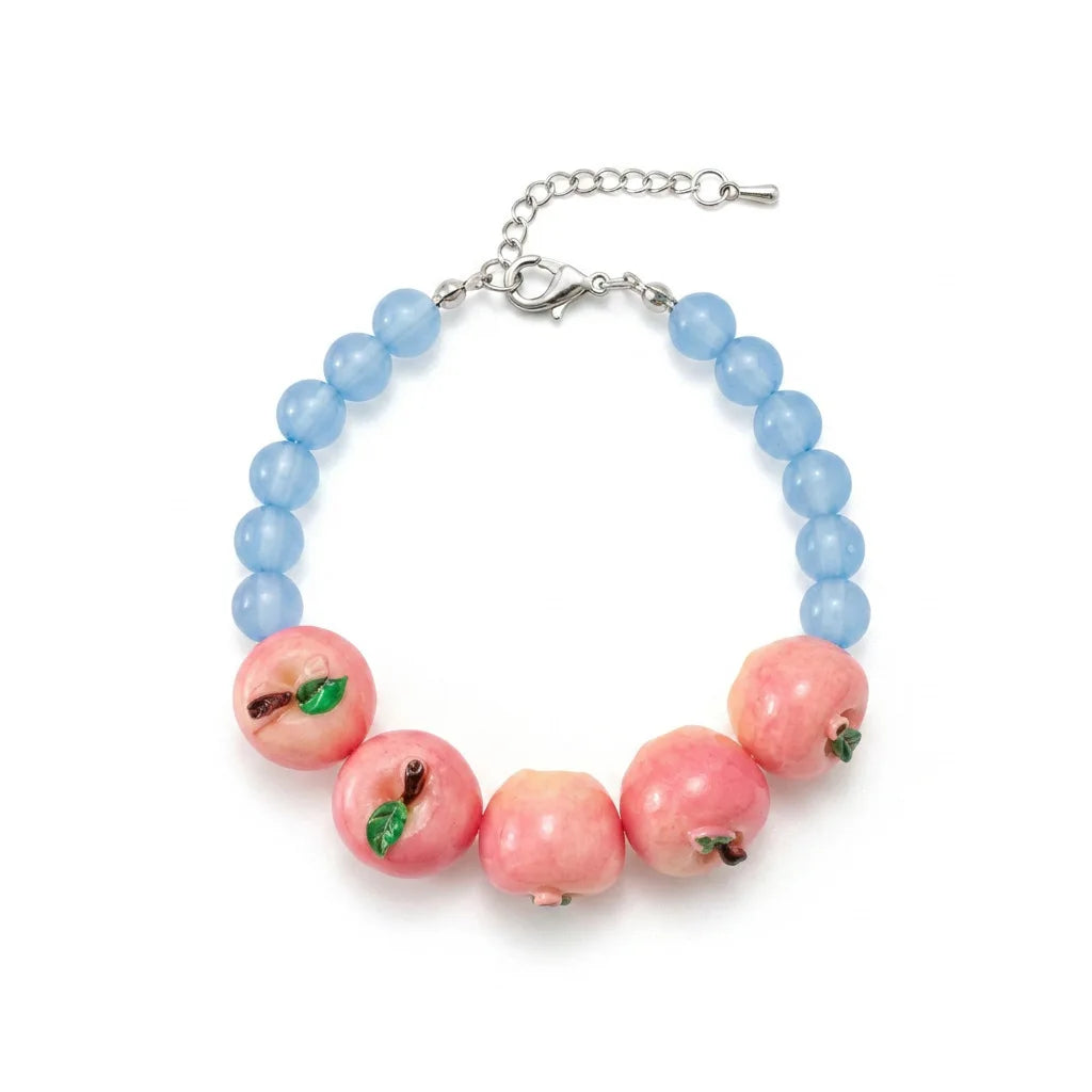 Dopamine 3D Fruit Beaded Necklace Bohemian Retro Pomegranate Strawberry Tomato Choker Exaggerated Bracelet Bikini Jewelry Gift