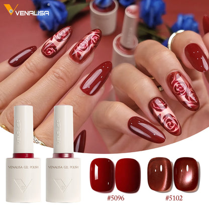 Venalisa 10ml HEMA TPO Free Red Cat Eye Gel Polish Soak Off UV LED Magnetic Nail Polish Diamond Top Long Wear Gel Varnish