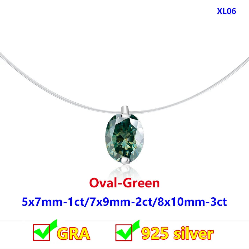 Moissanite Transparent Fishing Line for Women Mermaid Tears Necklace Creative Women's Moissanite Diamond Clavicle Chain