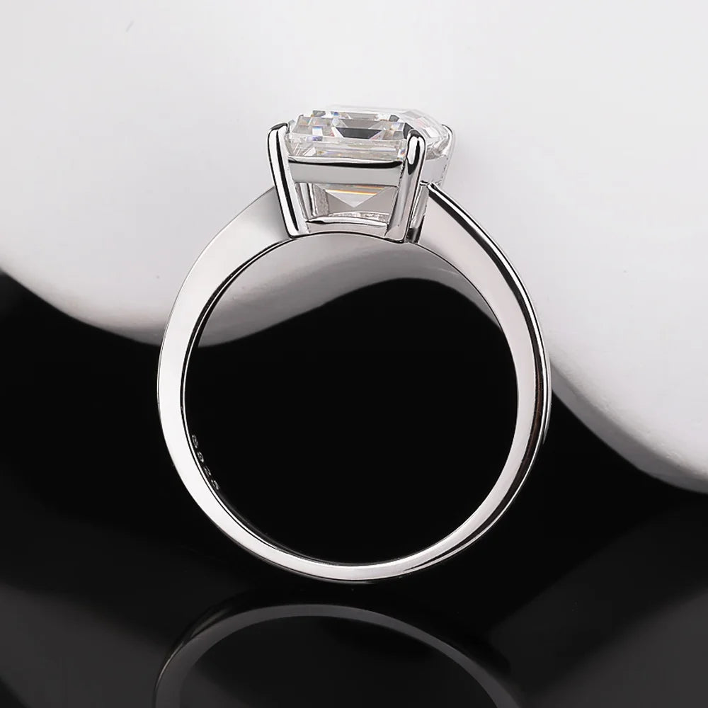 GXTRS 4CT Emerald Cut Moissanite Rings Women S925 Silver Lab Diamond Engagement Wedding Band 18K Plated Fine Jewelry Certified