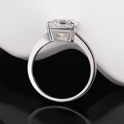 GXTRS 4CT Emerald Cut Moissanite Rings Women S925 Silver Lab Diamond Engagement Wedding Band 18K Plated Fine Jewelry Certified