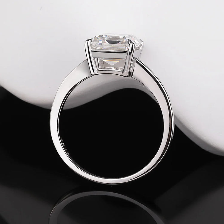 GXTRS 4CT Emerald Cut Moissanite Rings Women S925 Silver Lab Diamond Engagement Wedding Band 18K Plated Fine Jewelry Certified