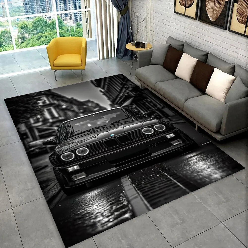3D E36 Racing Car Motorcycle Rug Carpet for Living Room Bedroom Decor,kids Play Non-slip Decoration for Sofa Doormat Gift