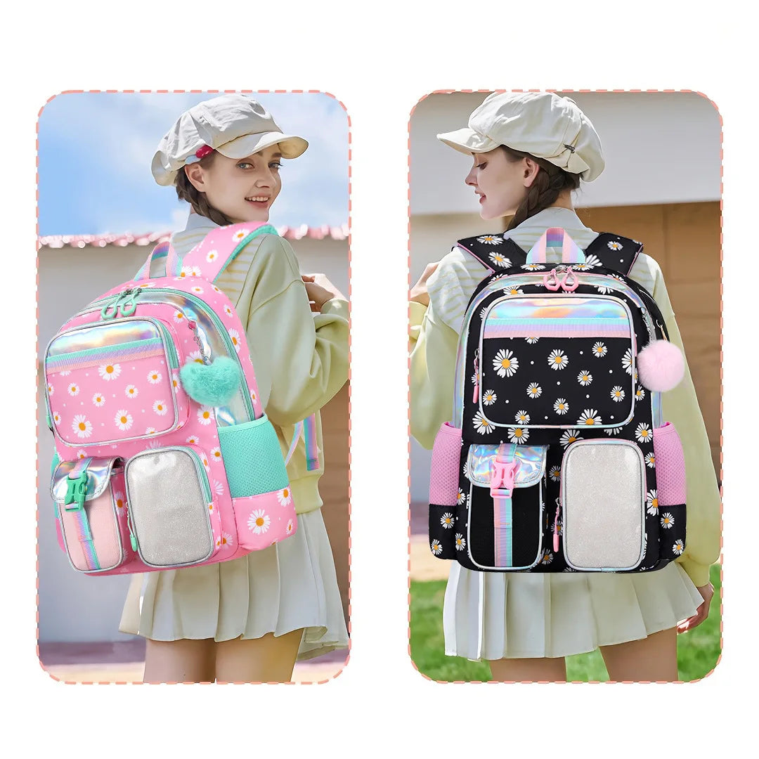 Cute Student Backpack 3pcs/set Primary Schoolbag Rabbits and Quicksand Kawaii Student Backpack Teenage Girls Handbag Rucksack