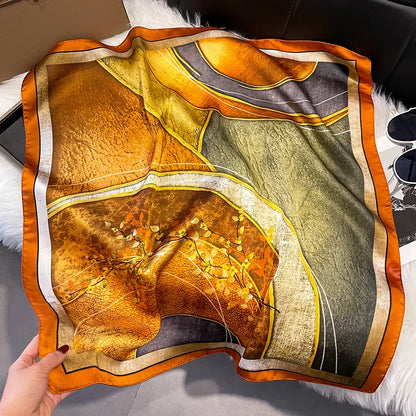 2025 Korean Satin Silk Scarf 70cm Square Women Fashion Shawl Wrap Neckerchief New Elegant
