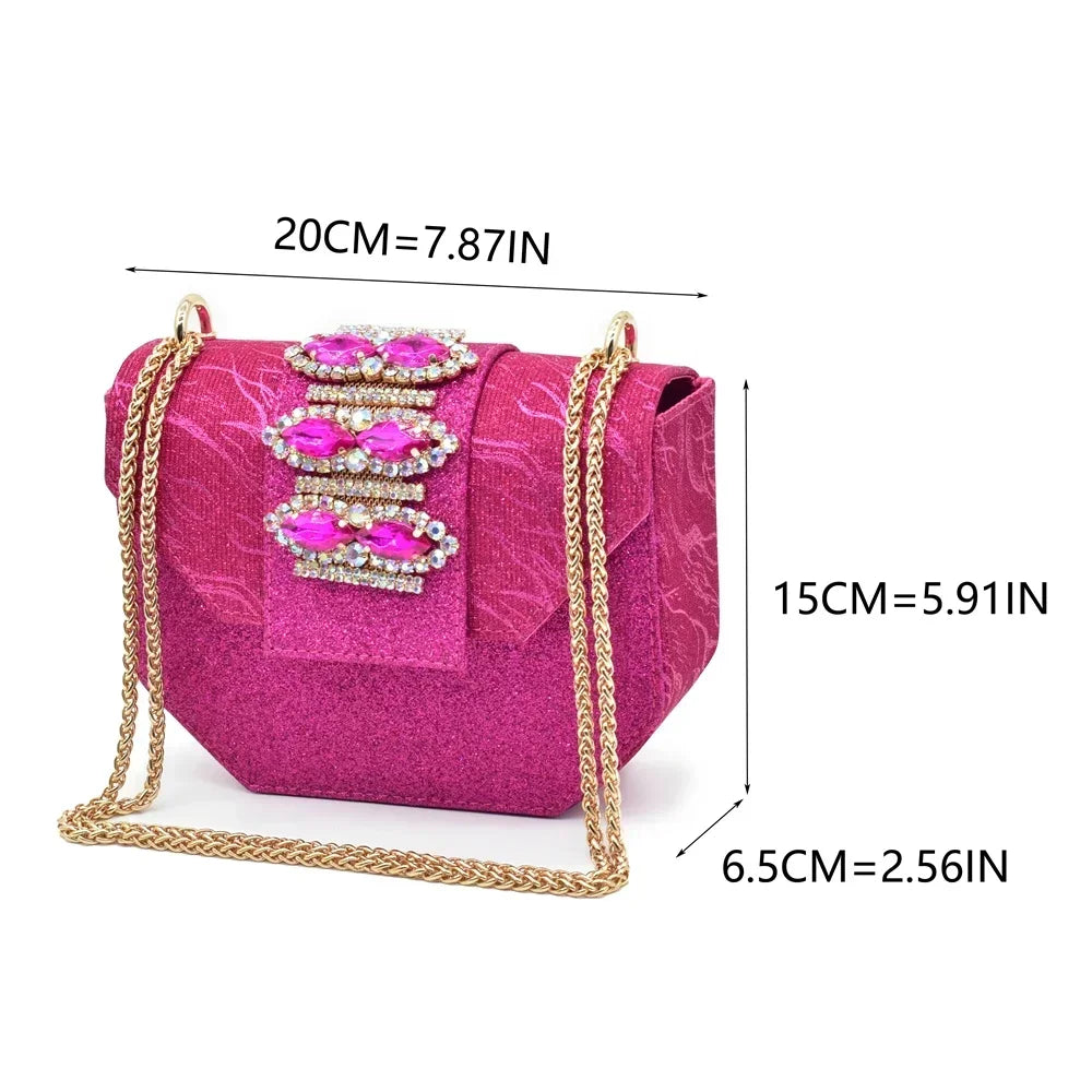 Ladies Shoe and Bag Set Latest Designers Women Nigerian Italian Shoes and Bag Set Decorated with Rhinestone Luxury Wedding Pumps