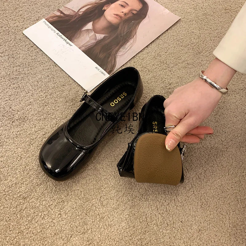 New Spring Autumn Women Ballet Flats Comfort Round Toe Soft Sole Leather Shoes Ladies Daily Wear Dress Mary Jane Shoes