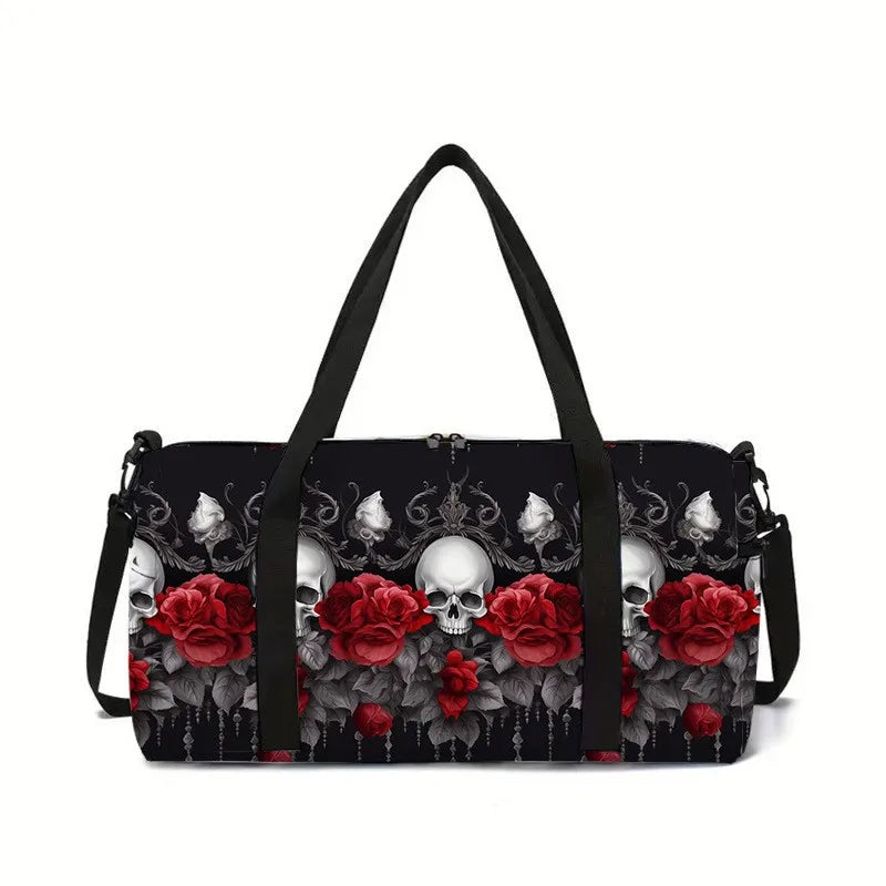 Luxury Novelty Cool skeleton 3D Printed Large Capacity Travel Bags Barrel Shape Crossbody Bag Outdoor Sports Bags Gym Yoga Bag