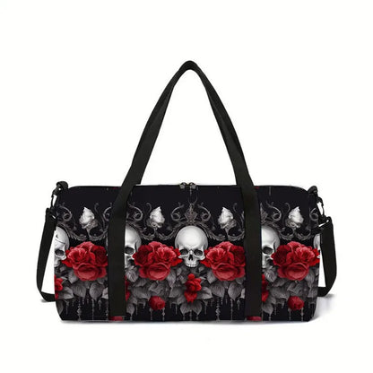 Luxury Novelty Cool skeleton 3D Printed Large Capacity Travel Bags Barrel Shape Crossbody Bag Outdoor Sports Bags Gym Yoga Bag