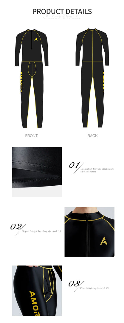 AMORESY Apollo Series Front Zipper Long Sleeve Sports Fitness Yoga Glossy Multi functional Bodysuit
