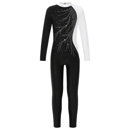 Kids Girls Long Sleeve Gymnastics Leotard Bodysuit Teens Gymnastics Jumpsuit for Girl Children Ballet Dance Costume Dancewear