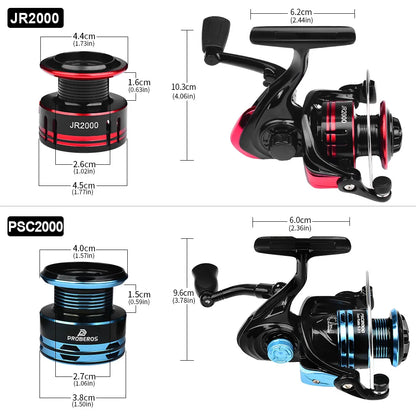 Ultralight Spinning Fishing Reel 2000 Size 5.2:1 1BB 5KG Max Drag Metal Spool Left Right Handle Saltwater Freshwater Lure Tackle
