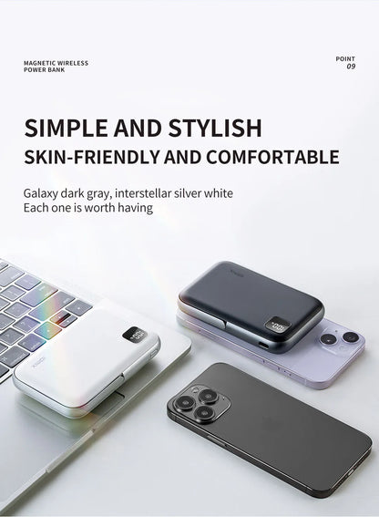 IDMIX Power Bank Magnetic Wireless Charging 10000mAh Portable with Bracket Power Bank for iPhone 12 13 14 15 and Android Phone